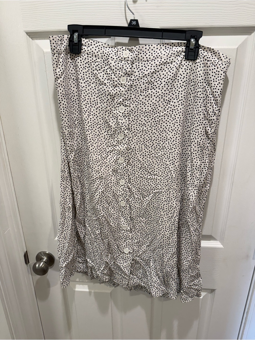 Old Navy Cream Midi Skirt with Black Polka Dots